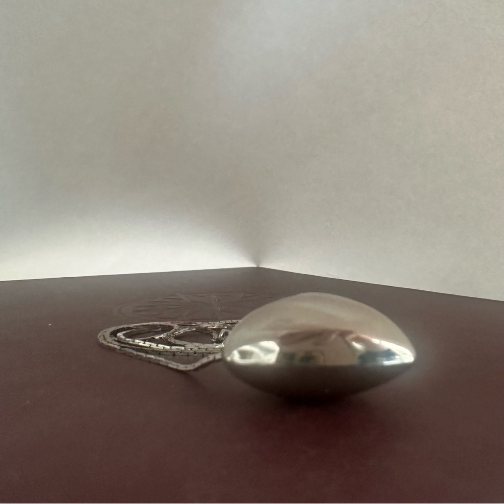 1.25” Bubble Heart Silver-Tone Pendant & Long 22” Chain Necklace - Picture 8 of 12